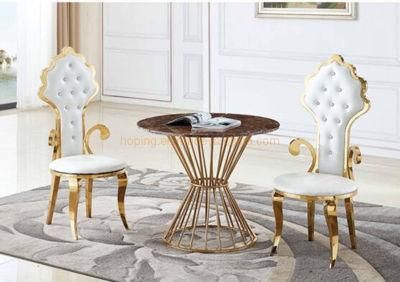 Wedding Chair Table Set Round Hollow out Back Stainless Steel Hotel Banquet Throne Chairs
