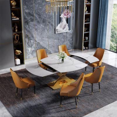 Luxury Stainless Steel Furniture Modern Unfolding Dining Room Restaurant Furniture