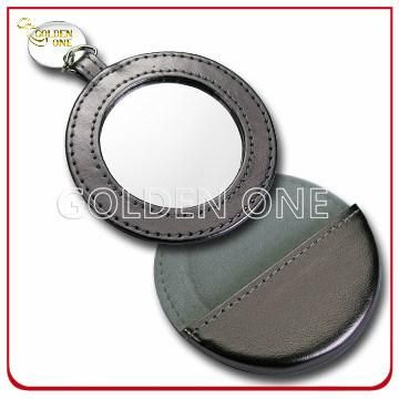 High Quality Fashion Round Shape PU Leather Pocket Mirror