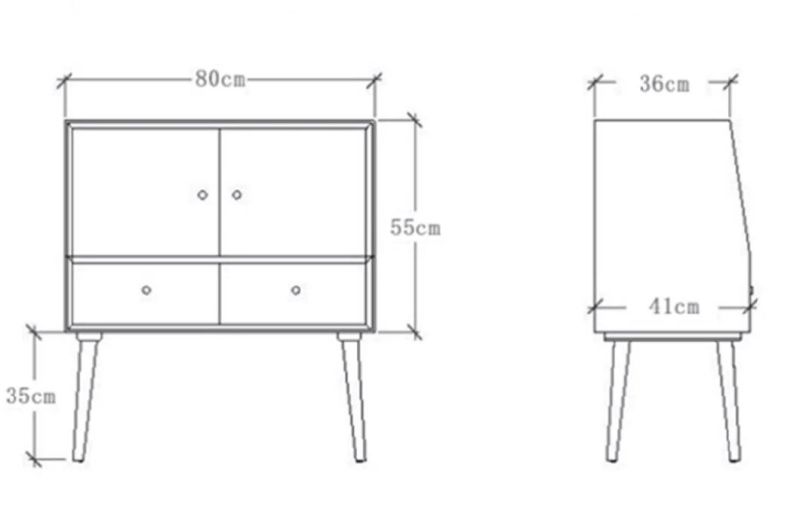 Small Wooden Storage Cabinet with 2 Drawer Mini Dining Sideboard Storage