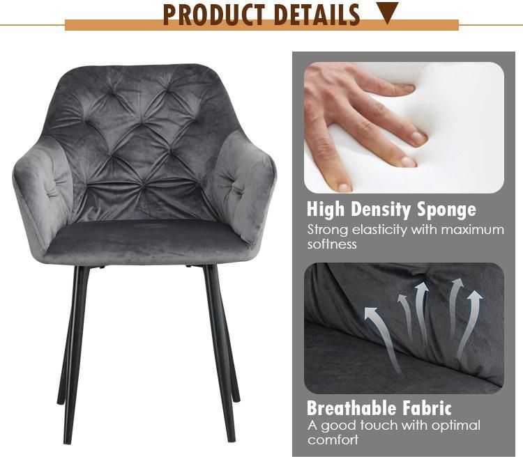 New Arrival Metal Legs Restaurant Fabric Upholster Dining Chair for Hotel Restaurant Home