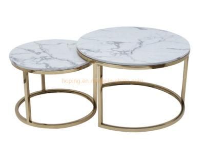 Modern Round Tea Table Sofa Side Simple Golden Frame Wrought Steel Coffee Table