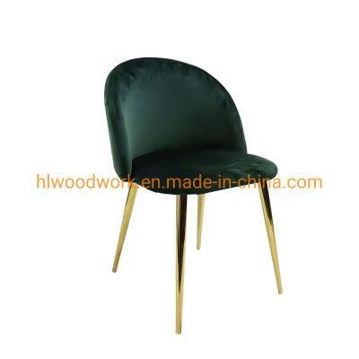 Vintage Grey Fabric Velvet Metal Armchair Dining Chair New Design Gold Metal Legs Modern Dining Room Velvet Chairs