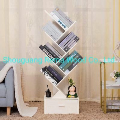 Modern Bookshelf Free Standing Wood Bookcase with Drawers for Living Room Bedroom Home Office
