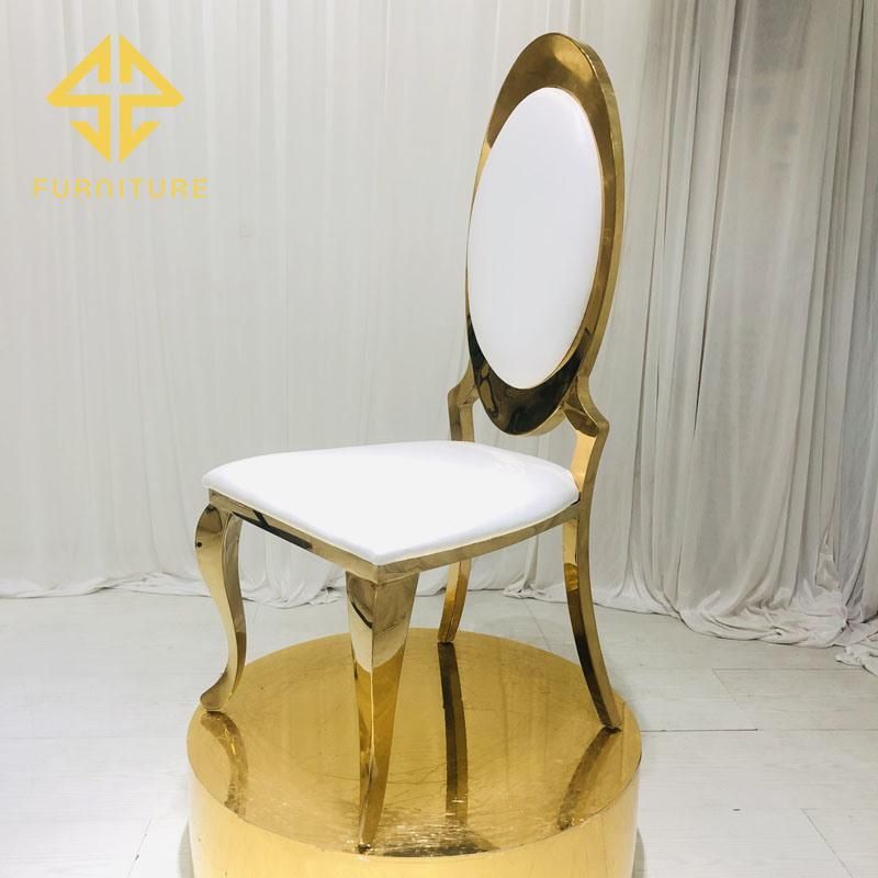 Sawa Hot Sale Hotel Wedding Banquet Metal White Leather Dining Chair