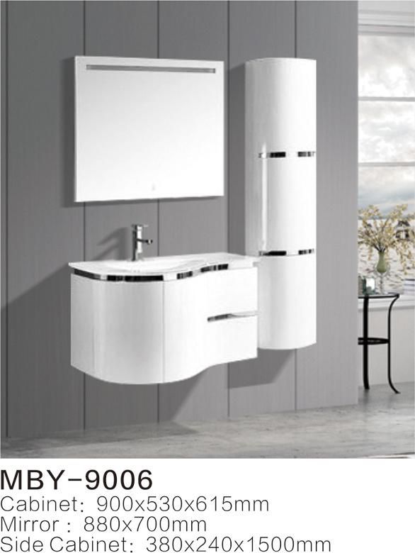 PVC Material Bathroom Wash Basin Mirror Cabinet with Light Top