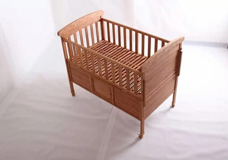 Bamboo Wood Convertible Round Baby Bed Cribs, Baby Nursery Furniture
