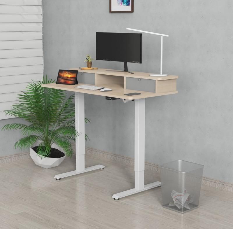 Ergonomic Home Furniture Electric Automatic Single Motor Sit Stand Height Adjustable Standing Desk with Shelf