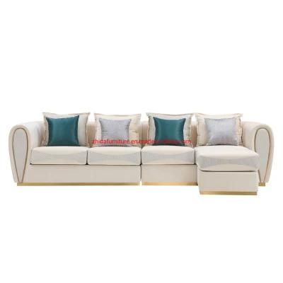 Living Room Furniture Light Luxury Design Fabric Sofa 3 2 1 Sofa Set with Ottoman