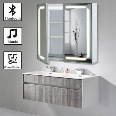 High Quality Single Double Door Home Decor LED Lighting Bathroom Mirror Cabinet for Hotel Project