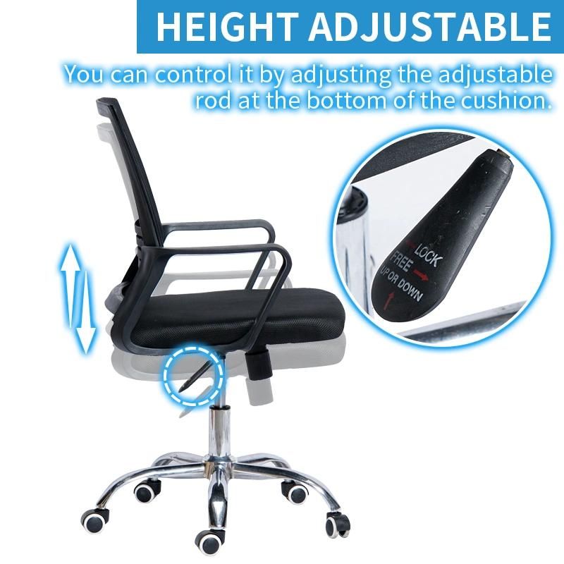 Hot Sale on Line Swivel Price Black MID-Back Mesh Office Computer Desk Chair with Chrome Legs