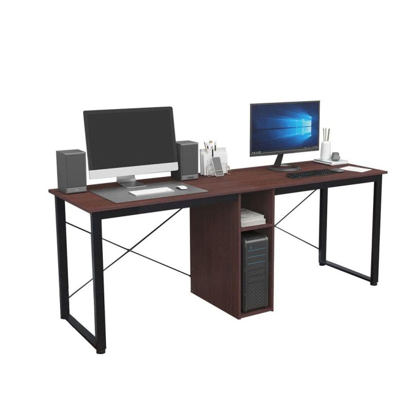 2 Person Desk, 78 Inch Large Dual Desk, Two Person Desk with Storage Cube, Long Computer Desk for 2 Person, Home Office Double Desk Writing Desk Storage Desk Te