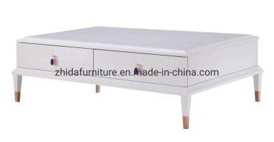 White Color Antique Style Wooden Coffee Table for Modern Design