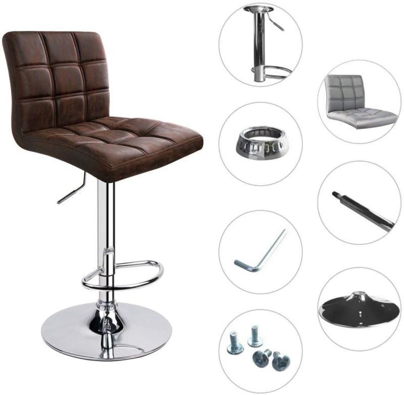 Hot Sell PU Leather Modern Height Adjustable Swivel Kitchen Breakfast Stools Leather Bar Chair