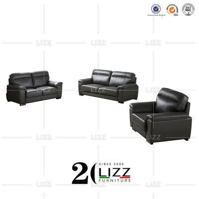 Modern Hotel Office Top Grain Genuine Leather Sectional 1+2+3 Leisure Sofa