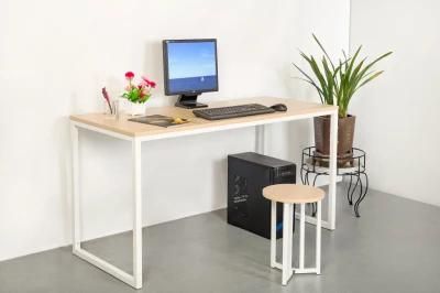 Home Office Single White Desk Metal Steel Wooden Computer Table Desk