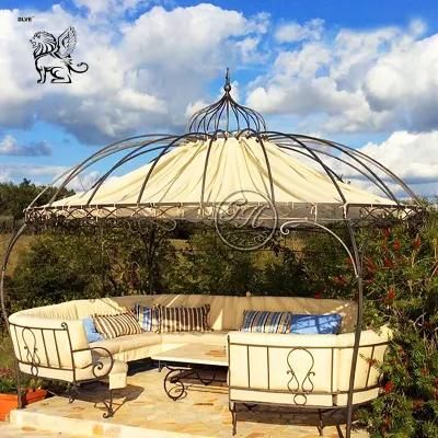China Supplier Garden Ornamental Modern Famous Iron Polyester Fabric Gazebo with Canopy Igc-018