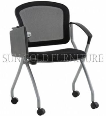 Mesh Flip Training Room Chair Folding Chair with Writing Table and Wheels