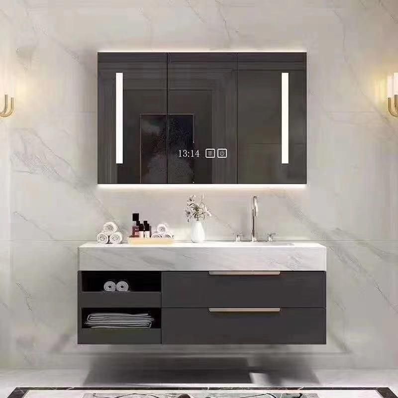 Nordic Melamine Intelligent Mirror Cabinet Floor Type Bathroom Cabinet