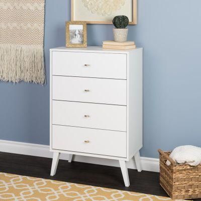 Classic Furniture Coffee Table Wooden Cabinet White Painting 4 Drawer Chest Sideboard for Bedroom