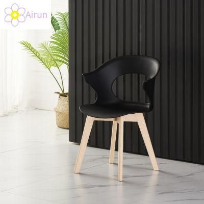 Free Sample Factory Cheap Modern Leisure Wood Legs PP Plastic Dining Chairs