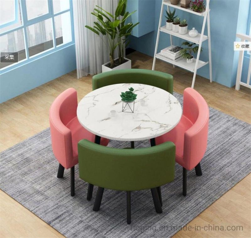 Hotel New Design Wood White Dining Room Furniture Set 4 6 8 Chairs Wooden Marble Top Restaurant Coffee Table and Chair