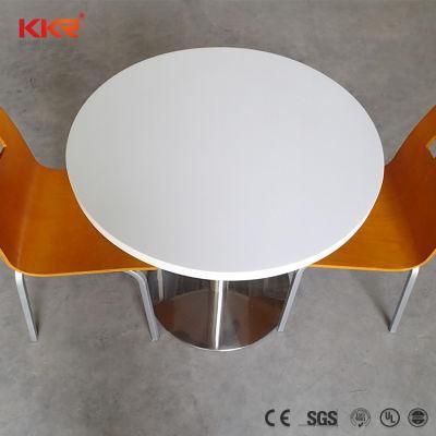 Modern Round White Solid Surface Dining Table Set for Restaurant