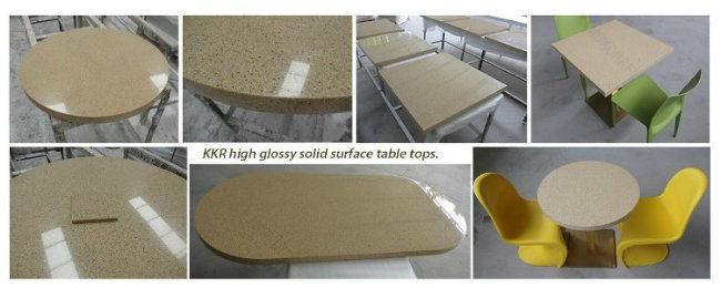 Round Solid Surface Artificial Stone Restaurant Dining Table with Chair