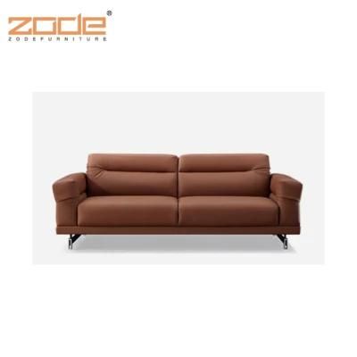 Zode High End Modern Home Furniture Couch Simple Three Seater Brown Leather Living Room Sofa