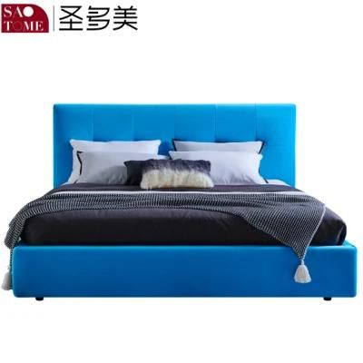 Modern European Style Wooden Leather Double Flat Bed