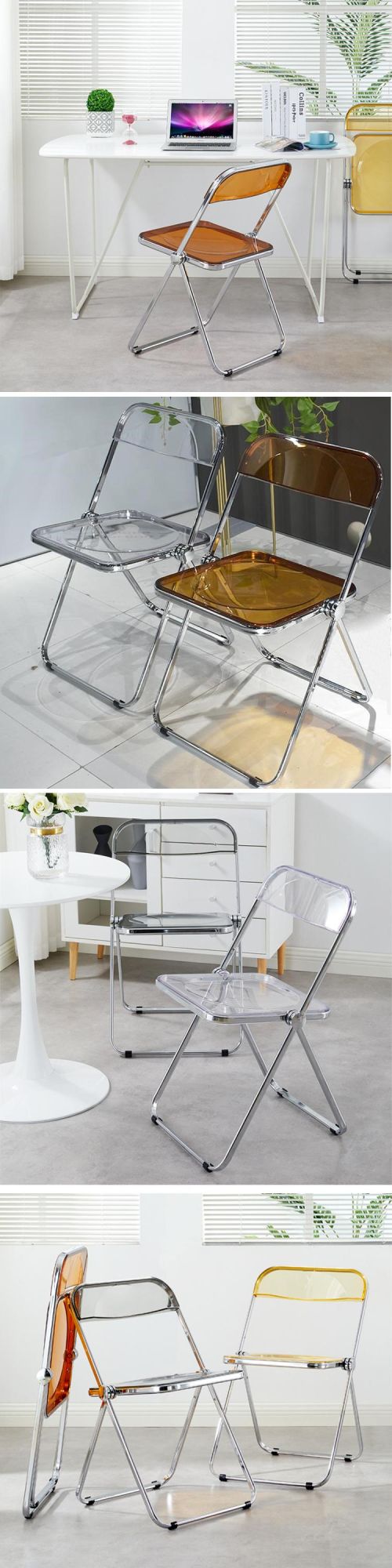 Wholesale Cafe Home Furniture Metal Frame Modern Fold Dining Chair with PP Plastic