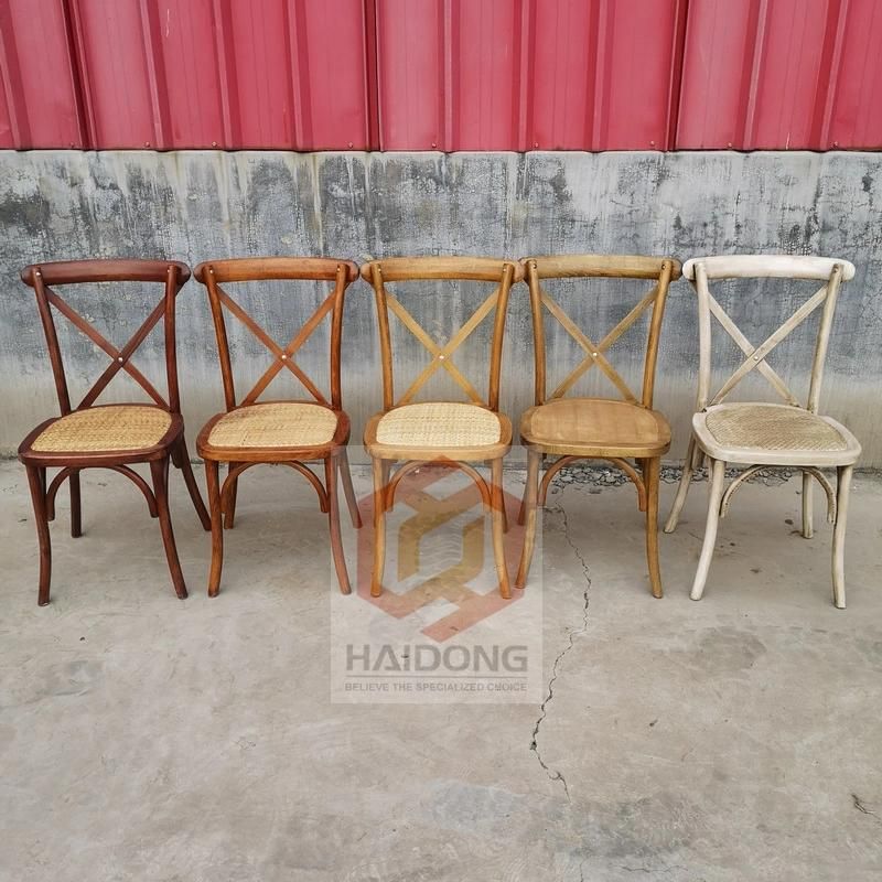 Modern Hotel Garden Furniture Wedding Rental Wood and Resin Cross Back Chair