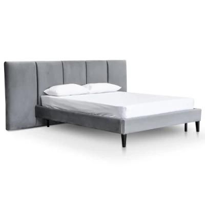 Modern Home Furniture Luxury Velvet Upholstery Headboard King Size Frame Bed