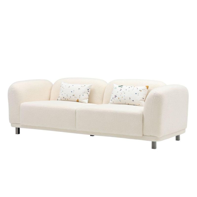 Wholesale Home Furniture Modern Design White Wool Fabric 3 Seater Sofa