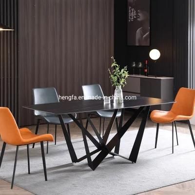 Restaurant Modern Villa Decoration Metal Furniture Customized Marble Dining Table