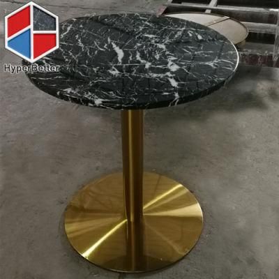 Round Black Marble Coffee Tables with Gold Table Base