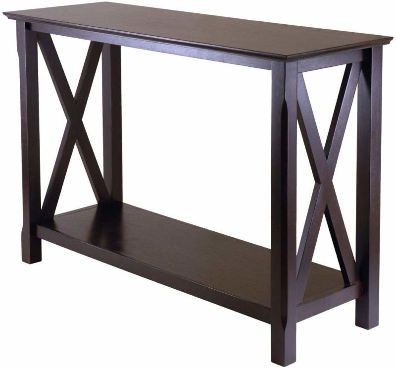 Cappuccino X Design Console Table Desk with Storage Shelve