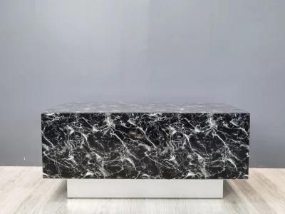 Modern Black Marble Printed Glass Home Furniture Coffee Table