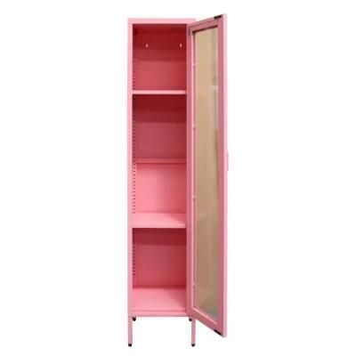 Wardrobe Storage Clothes Locker Clothes Cabinet Metal Pink Color Bedroom Furniture Home Furniture with Mirror Steel Modern 50PCS1 Buyer