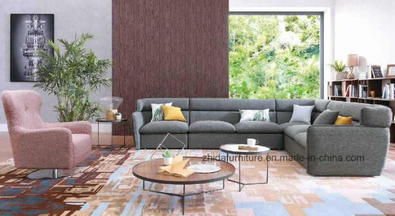 Zhida Home Furniture Wholesale Hot Sale Villa Living Room Modern L Shape Sofa Set Furniture Fabric Sectional Corner Sofa Couch