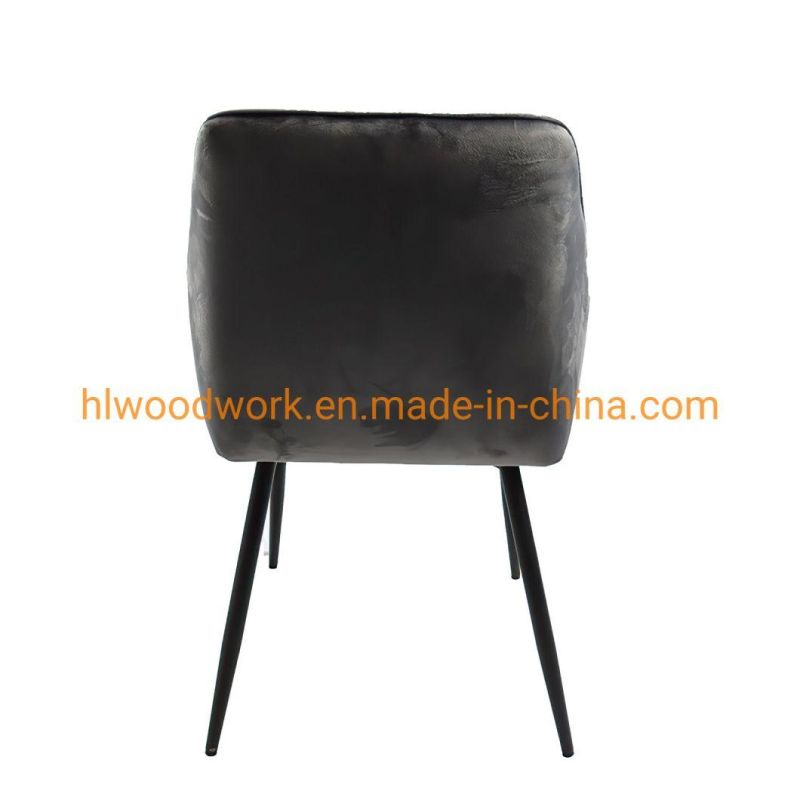 Modern Design Dining Hotel Furniture Velvet Upholstery Side Chair Dining Room Living Room Restaurant Dining Room Chair with Black Powder Coated Legs Chair