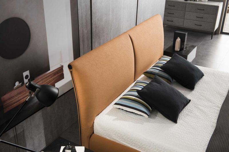 Gainsville Modern Double Size Leather Wall Bed in Bedroom Furniture