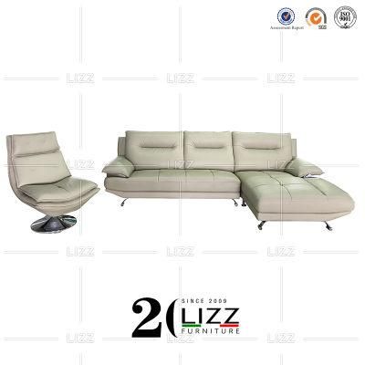 Nordic Modern Simple Style Home Furniture Modular Italian Top Grain Leather L Shape Sofa
