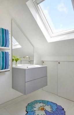 Modern Powder Room Flat Panel Grey Bathroom Cabinets Console Sink Vanity