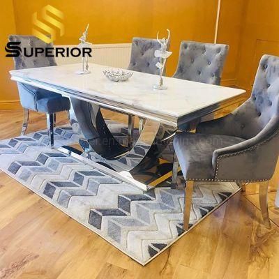 China Wholesale New Design Glass Top Dining Chair and Table Set