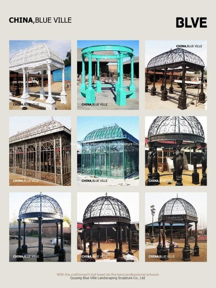 China Supplier Garden Ornamental Modern Famous Iron Polyester Fabric Gazebo with Canopy Igc-018
