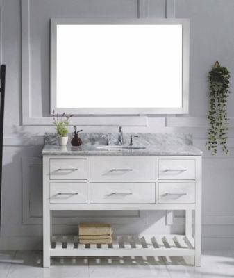 White Traditional Single Sink Wooden Bathroom Cabinet Vanity