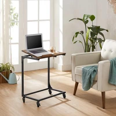Small Furniture Living Room Bedroom Mobile Slide Under Couch Sofa Snack Adjustable Top End Coffee Side Table with Wheels Castors