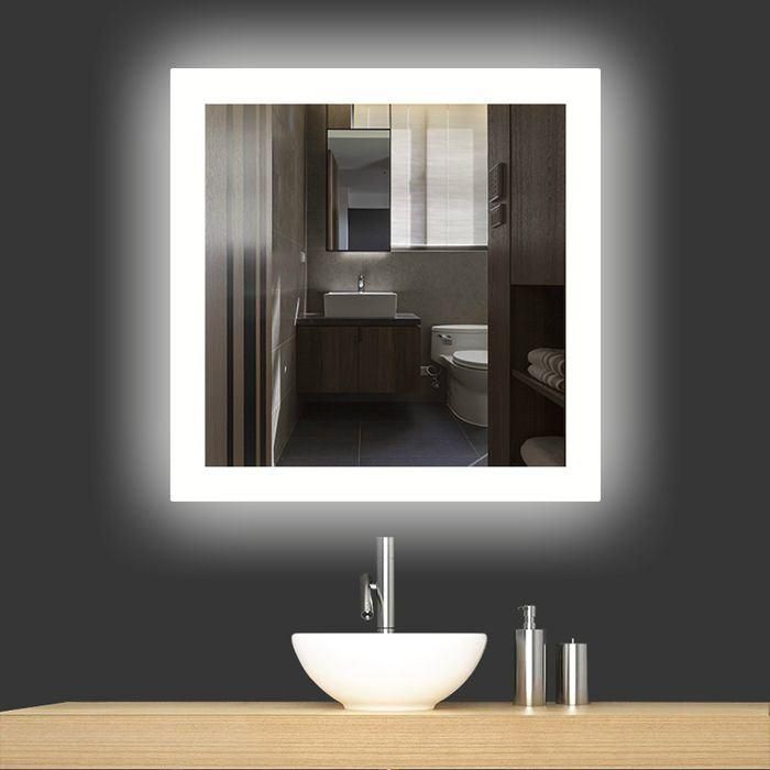 Wall Mounted Home Decoration Hotel Bathroom LED Lighted Mirror with Touch Sensor Defogger