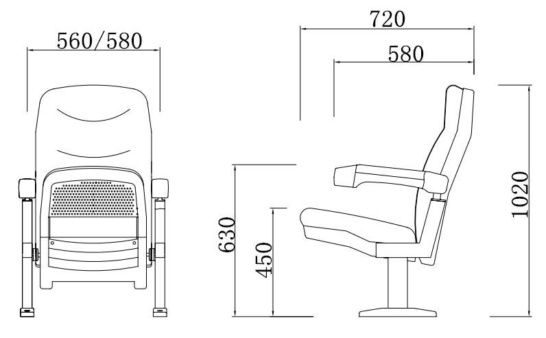 Jy-616 Conference Plastic Auditorium Chairs with Cup Holder Cinema Seating